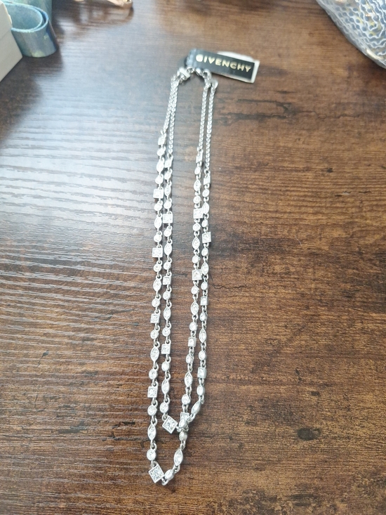 Givenchy Jewelry - Givenchy 19" Silver Crystal Double Layered Chain Necklace w/ Tags